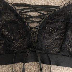 Cosabella Black Lace Up Front Lace Bra Size S